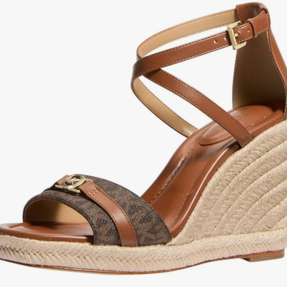 Michael Kors Tan and Brown Wedge Sandals - Picture 5 of 7